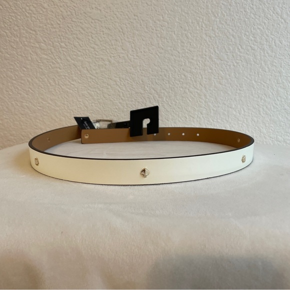 kate spade Accessories - KATE SPADE NEW YORK WOMEN’S LEATHER BELT CREAM WITH GOLD STUDS LOGO SIZE Small